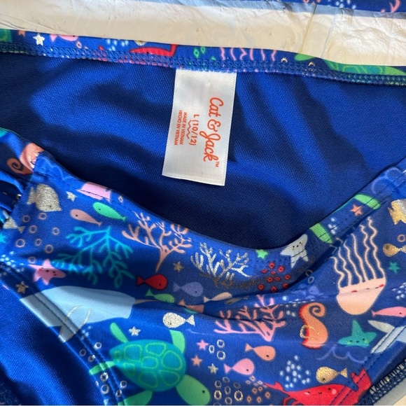 Cat & Jack Kids Blue Sea Life Swim Set Size L (10/12) - Picture 3 of 9